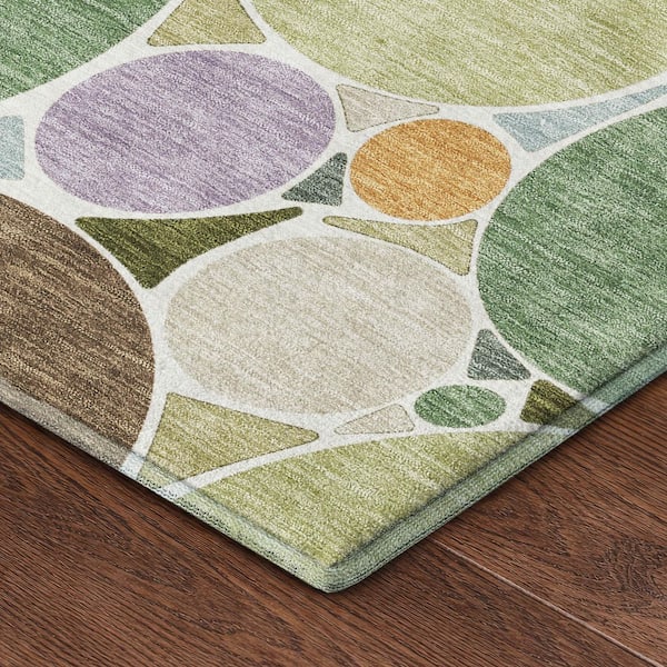 Mayfield Premium Machine Washable Abstract AMF2516 Basil 10 ft. x 14 ft. Area Rug