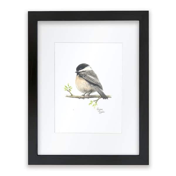 Unbranded Woodland Tinies "Chickadee" by Alyssa Lewis Individual Black Framed with Mat Animal Art Print 24 in. x 18 in.