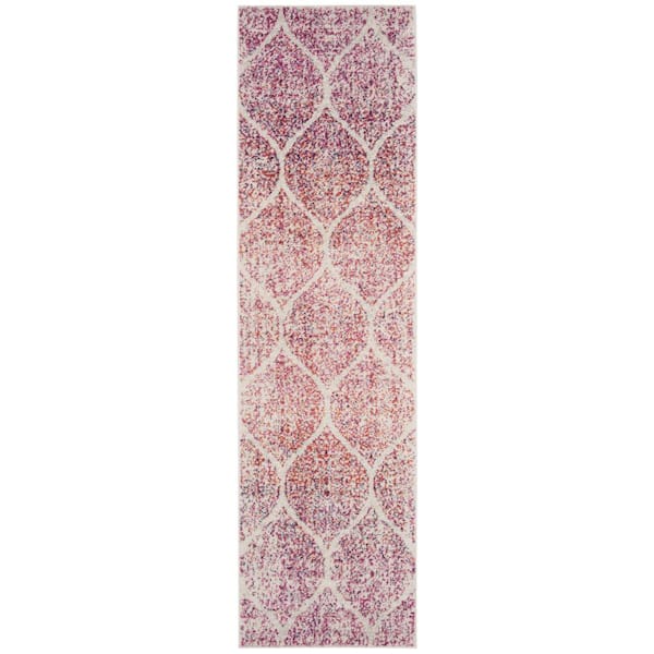 Madison Cream/Fuchsia 2 ft. x 12 ft. Runner Rug