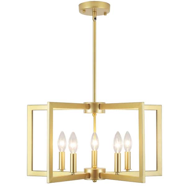 5-Light Gold Candlestick Chandelier Light Fixture for Dining Room or Kitchen