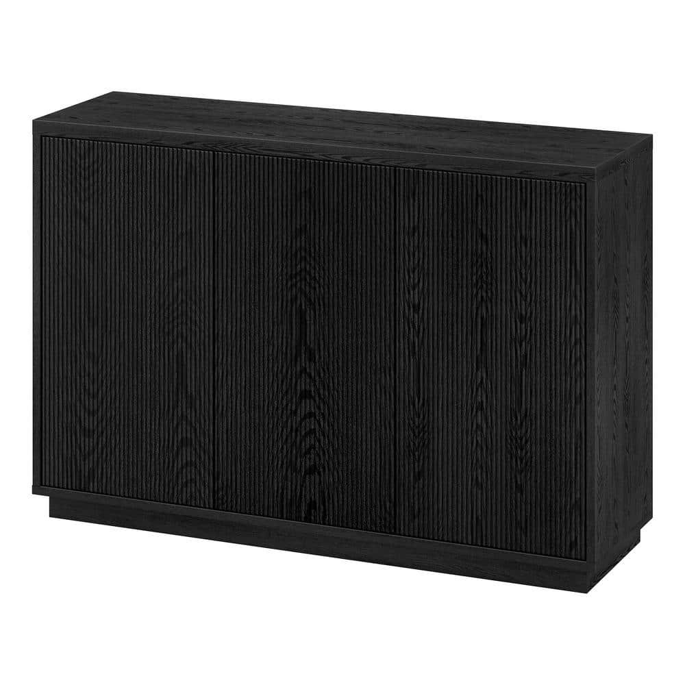 Black Grain MDF Modern Buffet Sideboard with Adjustable Shelves
