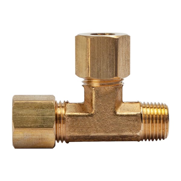 LTWFITTING 1/4 in. O.D. x 1/4 in. O.D. x 1/8 in. MIP Brass Compression Run Tee Fitting (5-Pack)
