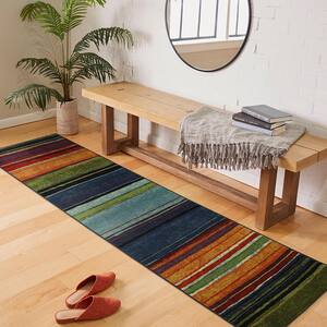 Rainbow Multi 7 ft. 6 in. x 10 ft. Striped Area Rug 3-Piece Set