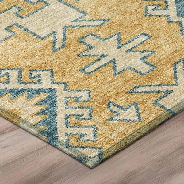 Chantille Machine Washable Indoor/Outdoor Abstract ACN3029 Gold 8 ft. x 10 ft. Area Rug