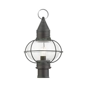 Hennington 20 in. 1-Light Charcoal Cast Brass Hardwired Outdoor Rust Resistant Post Light with No Bulbs Included