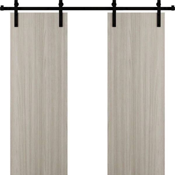 3011 64 in. x 80 in. Sold Core Oak Franko Color Wood Sliding Barn Door with Hardware Kit