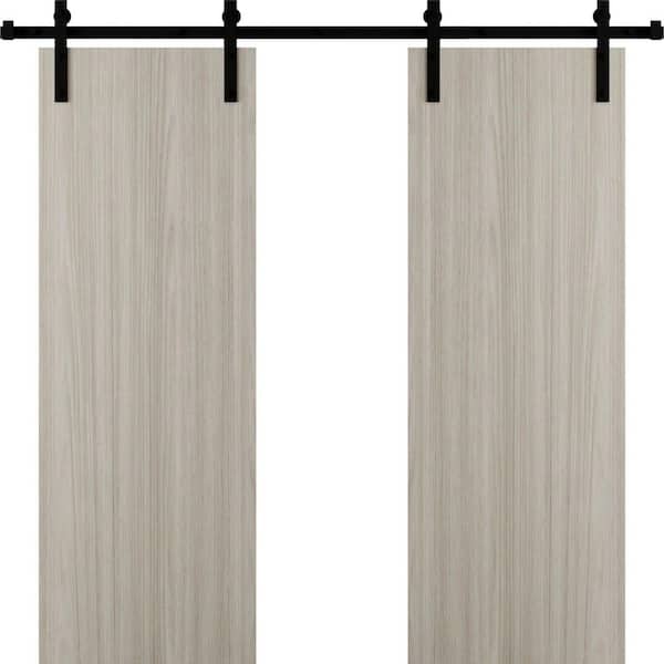 3011 84 in. x 80 in. Sold Core Oak Franko Color Wood Sliding Barn Door with Hardware Kit