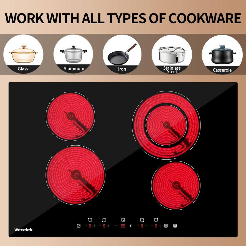 30 Inch Black Ceramic Electric Cooktop with Touch Control