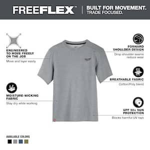 Men's Medium Gray Cotton/Polyester Short-Sleeve Hybrid Work T-Shirt