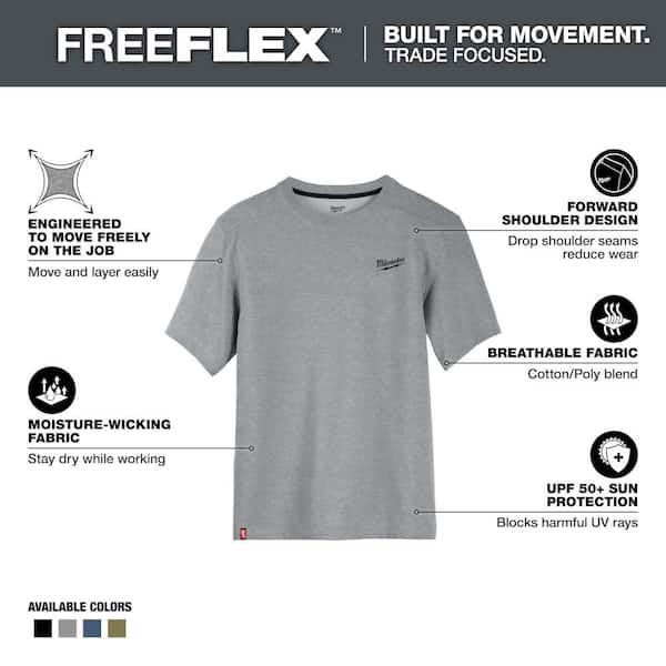 Men's X-Large Gray Cotton/Polyester Short-Sleeve Hybrid Work T-Shirt