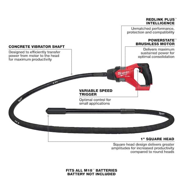 Milwaukee 2911-20 M18 FUEL 8' Concrete Pencil Vibrator