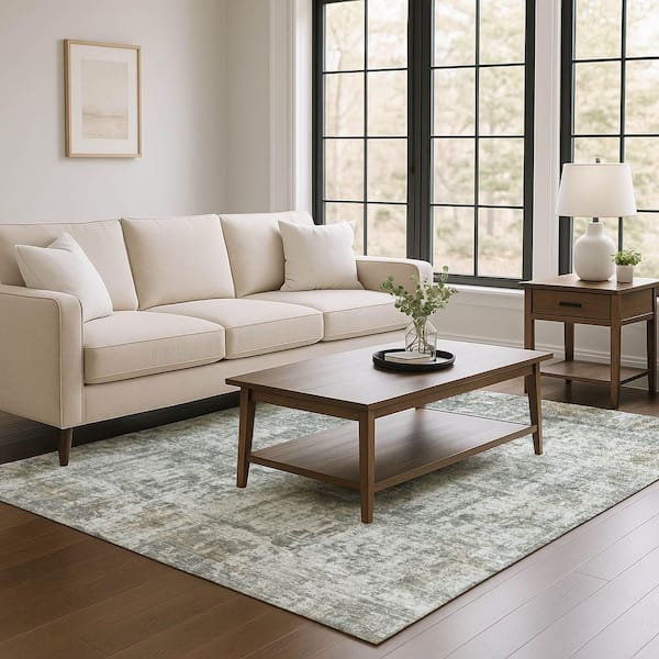 Mayfield Premium Machine Washable Abstract AMF1627 Pewter 10 ft. x 14 ft. Area Rug