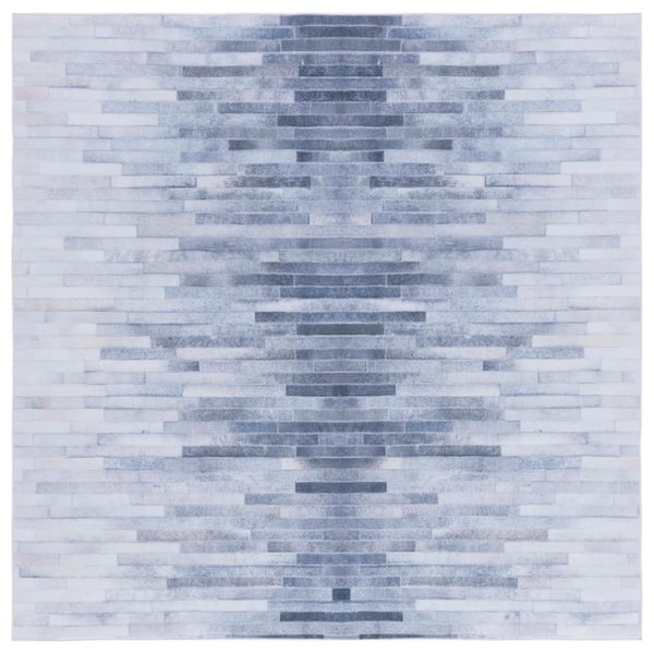 SAFAVIEH Faux Hide Light Gray/Gray 6 ft. x 6 ft. Machine Washable Distressed Gradient Square Area Rug