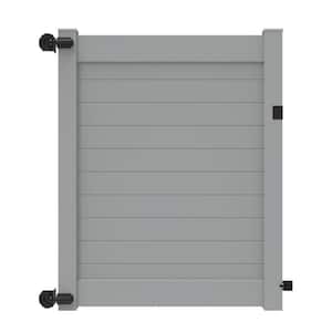 Horizontal Fence 6 ft. x 58 in. Gray Vinyl Fence Privacy Gate Kit