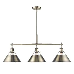Orwell AB 3-Light Aged Brass Pendant with Aged Brass Shade