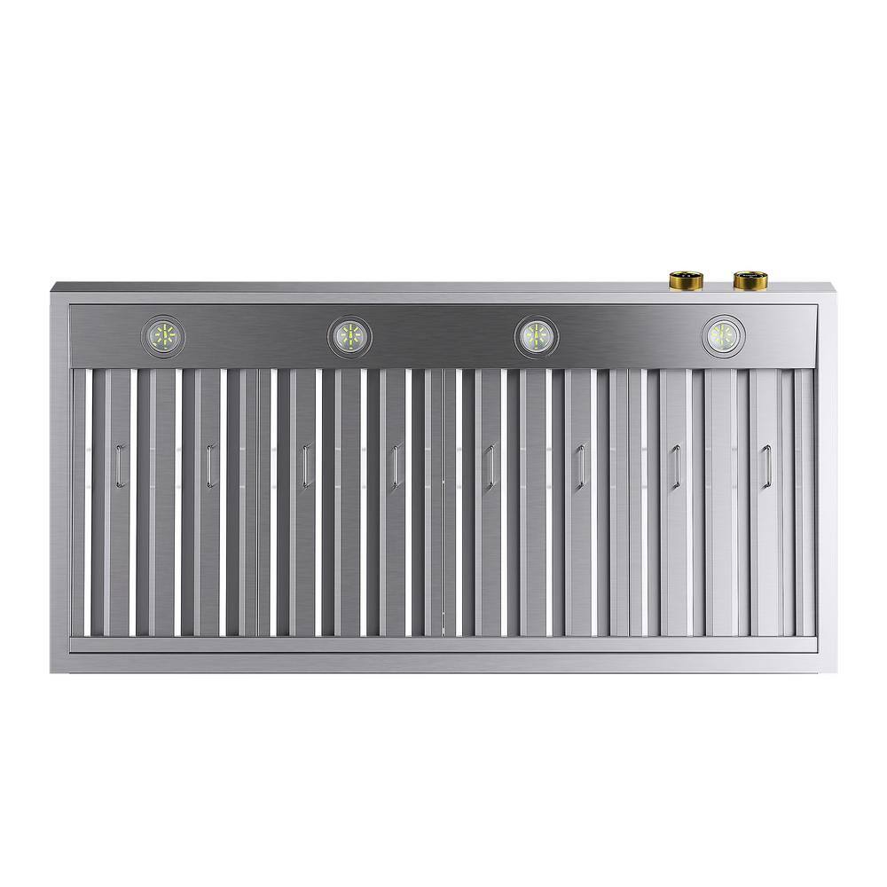 48-Inch Stainless Steel Under Cabinet Range Hood with Gold Accents