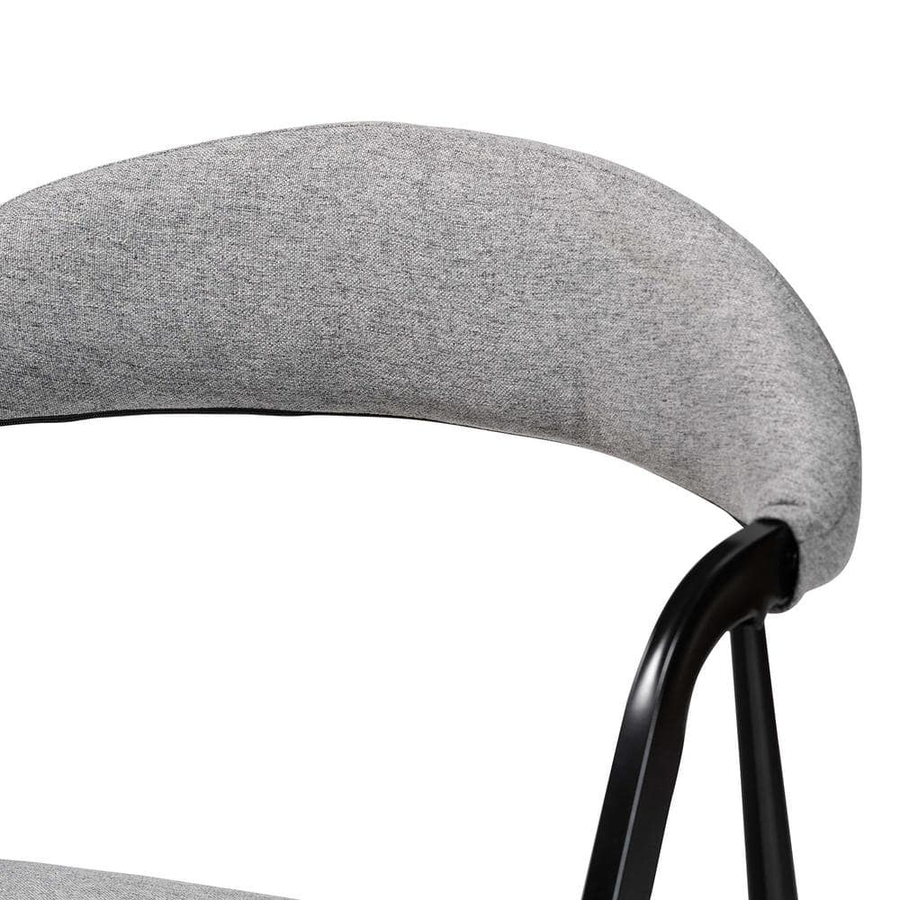 Orrin Gray Fabric and Black Metal Dining Chair Set of 4