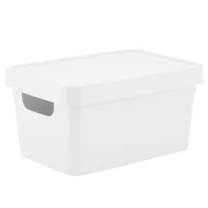 9.76 in. L x 6.69 in. W x 4.84 in. H Small Vinto Storage Box with Lid Closet Drawer Organizer in White