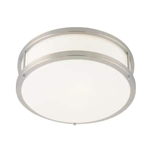 Conga 12 in. 1-Light Brushed Steel Flush Mount