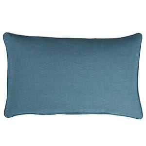 Sunbrella Denim Blue Rectangular Outdoor Corded Lumbar Pillows (2-Pack)