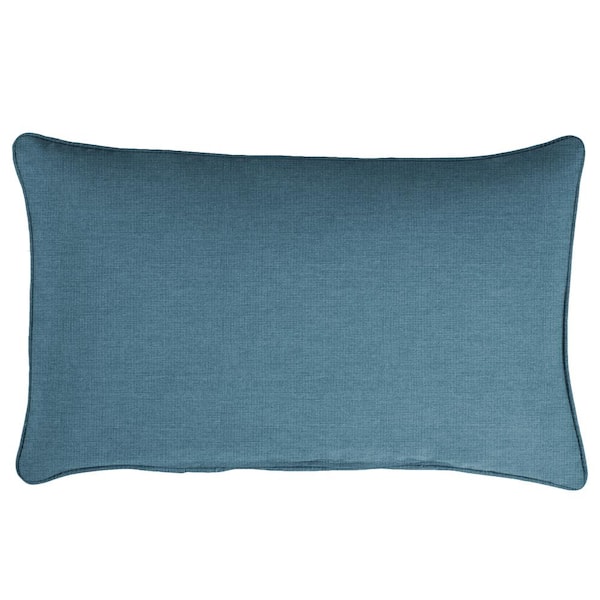 SORRA HOME Sunbrella Denim Blue Rectangular Outdoor Corded Lumbar Pillows (2-Pack)