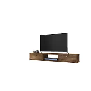 Liberty 63 in. Rustic Brown Particle Board Floating Entertainment Center Fits TVs Up to 60 in. with Storage Doors