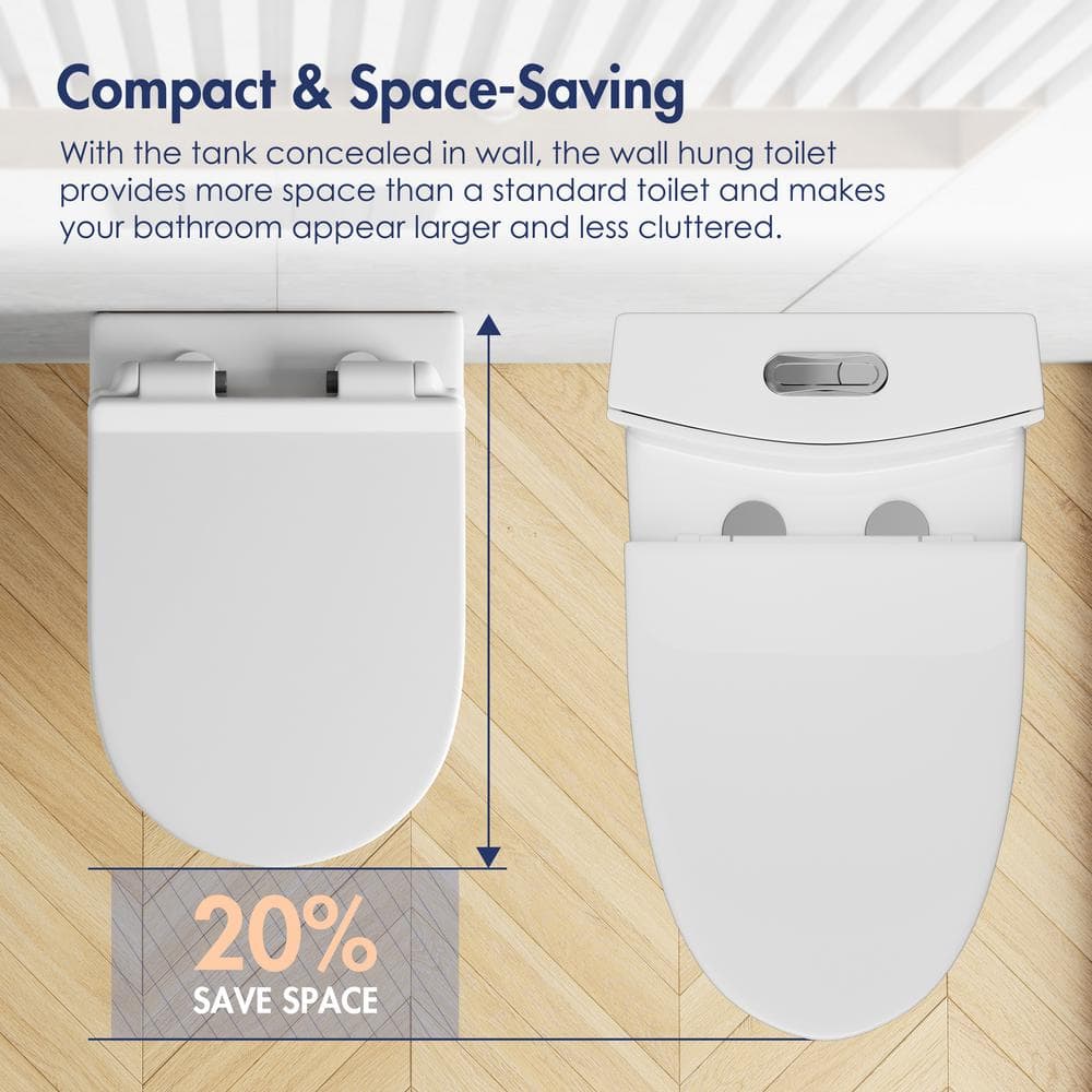 Hampton White Wall Mounted Dual Flush Toilet