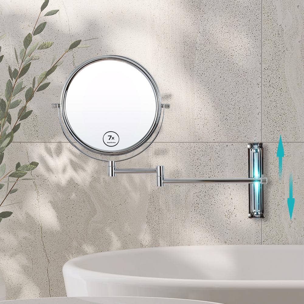 8 in. W x 8 in. H Round 7 Magnifying Height Adjustable Telescopic Wall Moun