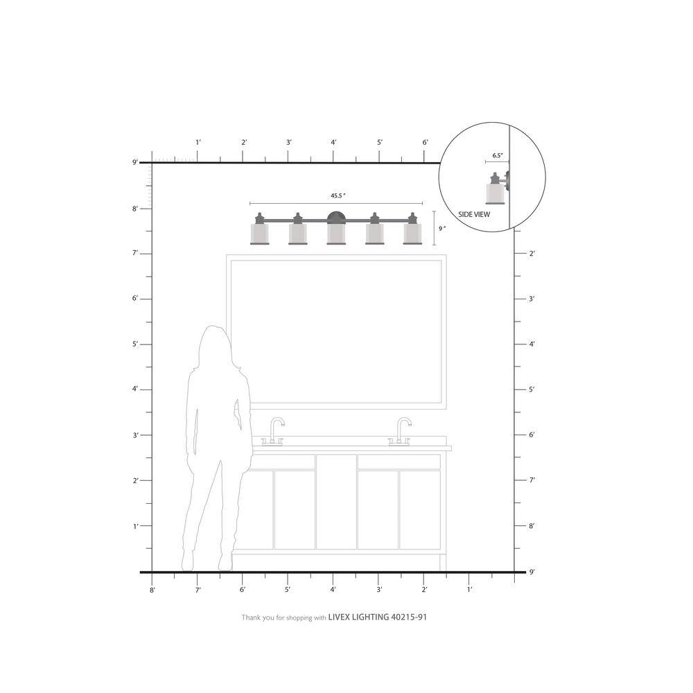 Elegant Brushed Nickel 5-Light Vanity Fixture with Dimmable Feature