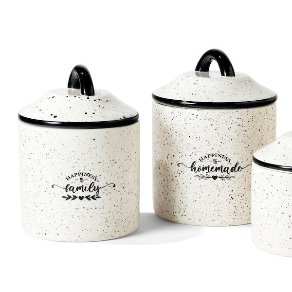 American Atelier Canister Set 3-piece Ceramic Jars In Small