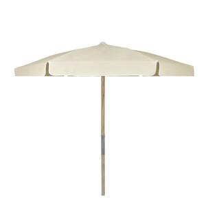 7.5 ft. Wood Beach Patio Umbrella with Natural Vinyl Coated Weave