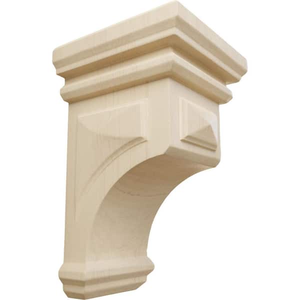 Ekena Millwork 3-1/2 in. x 6 in. x 3-3/4 in. Rubberwood Mini Woodruff Wood Corbel