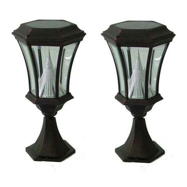 GAMA SONIC 17 in. 1-Head Outdoor Black Post Mount Solar Lamp (2-Pack)-DISCONTINUED