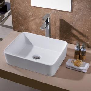 Rectangular Bathroom Ceramic Vessel Sink Art Basin in White