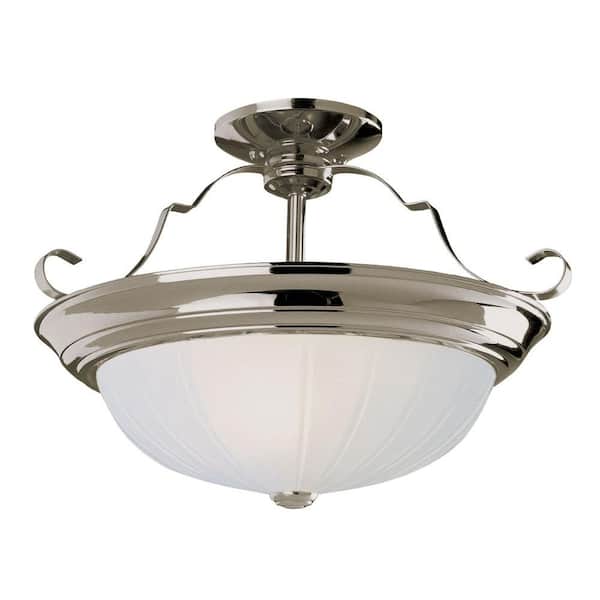 Bel Air Lighting Stewart 3-Light Brushed Nickel CFL Ceiling Semi-Flush Mount Light