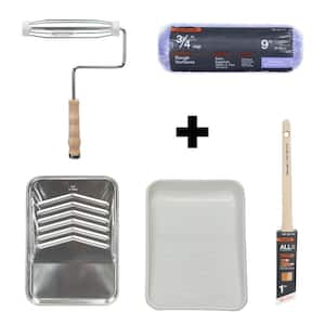 9in. Pro. Wood-Handled Frame + 9in.x3/4in. Poly Knit Roller + PRO 1in. Trylon Sash Brush + 9in. Metal Tray+ 9in. Liner