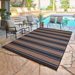 Paseo Castro Havana Black 8 ft. x 10 ft. Striped Indoor/Outdoor Area Rug