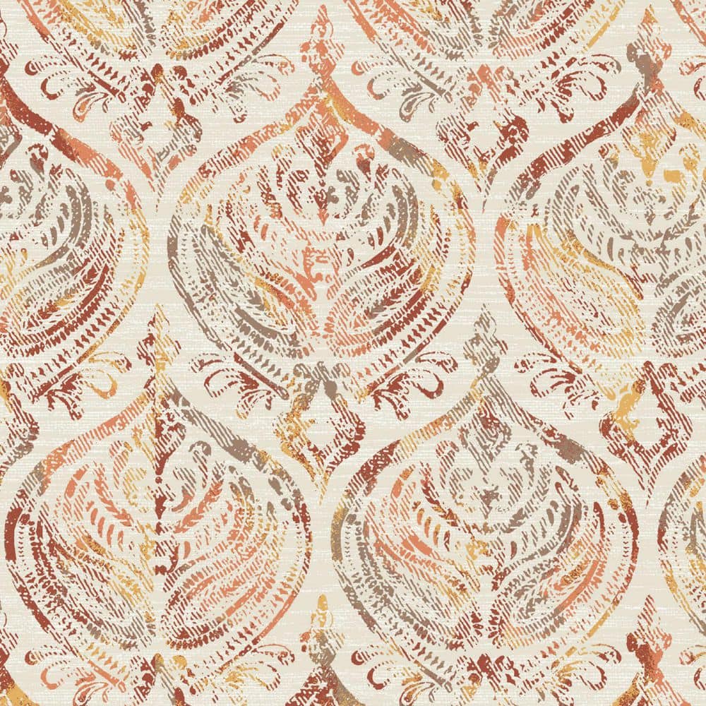 Rustique Barley Beige Damask Square Outdoor Throw Pillow Set