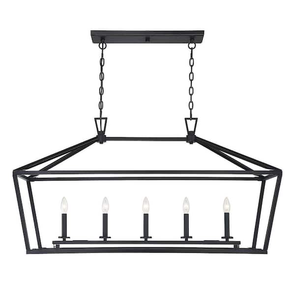 Savoy House Townsend 44 in. W x 23.5 in. H 5-Light Classic Bronze Linear Chandelier with Metal Cage Frame
