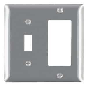 Pass & Seymour 302/304 S/S 2 Gang 1 Toggle 1 Decorator/Rocker Wall Plate, Stainless Steel (1-Pack)