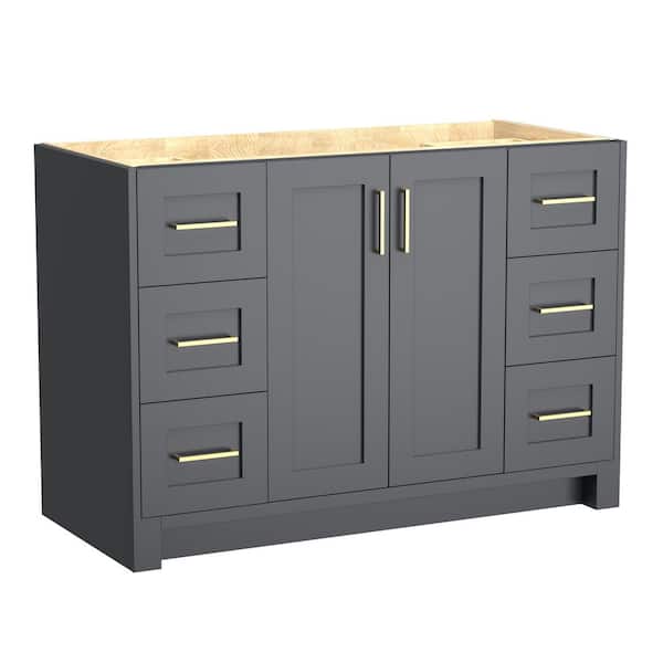 Bvio 48 in. W x 21.5 in. D x 33.5 in. H Bath Vanity Cabinet without Top Solid Wood Vanity Base in Navy Blue Assembled