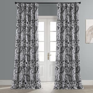 Zora Black Room Darkening Rod Pocket Curtain - 50 in. W x 108 in. L (1 Panel)