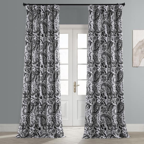 Exclusive Fabrics & Furnishings Zora Black Room Darkening Rod Pocket Curtain - 50 in. W x 84 in. L (1 Panel)