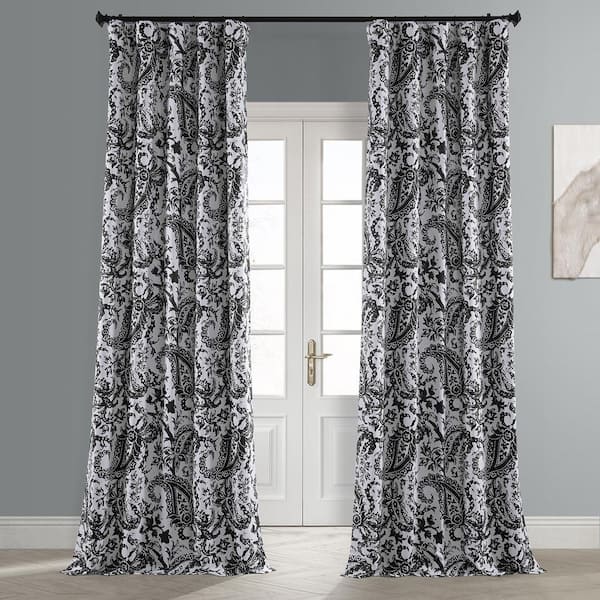 Exclusive Fabrics & Furnishings Zora Black Room Darkening Rod Pocket Curtain - 50 in. W x 96 in. L (1 Panel)
