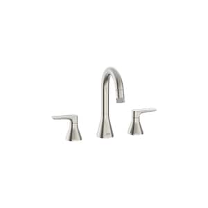 Aspirations 8 in. Widespread 2-Handle Pull Out Bathroom Faucet with Drain Brushed Nickel