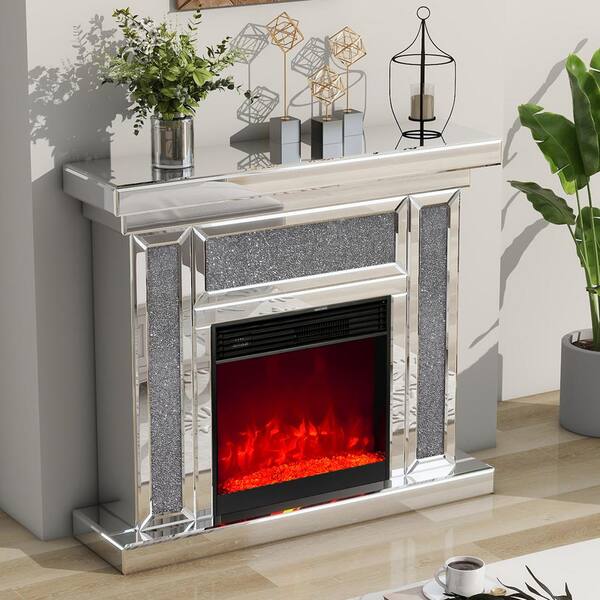 ToolCat 47 in. Freestanding Mirrored Electric Fireplace With 7