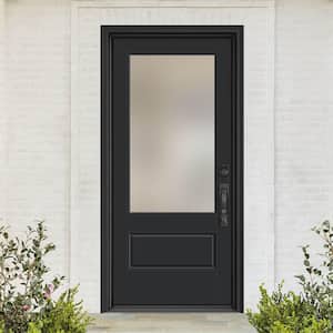Performance Door System 36 in. x 80 in. VG 3/4-Lite Left-Hand Inswing Pearl Black Smooth Fiberglass Prehung Front Door