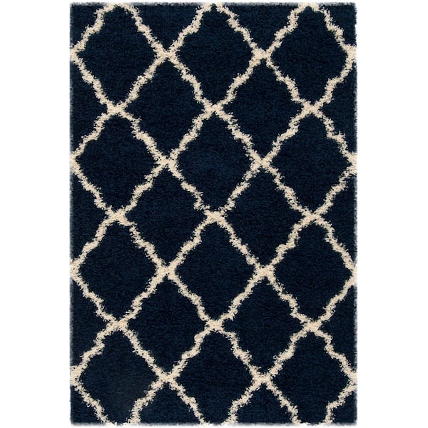 SAFAVIEH Dallas Shag Navy/Ivory 6 ft. x 9 ft. Geometric Area Rug