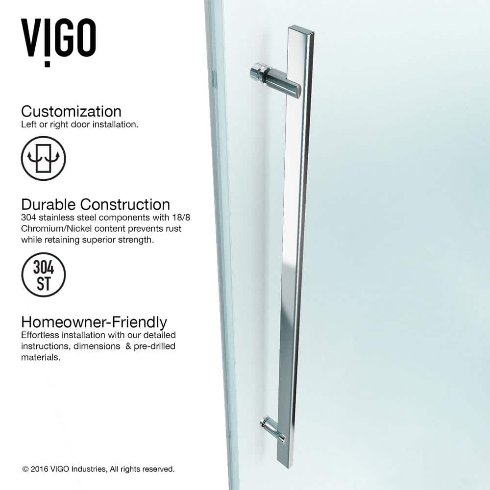 Luca 60" Frameless Sliding Shower Door with Clear Tempered Glass