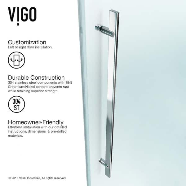 Luca 56 to 60 in. W x 79 in. H Sliding Frameless Shower Door in Chrome with 3/8 in. (10mm) Clear Glass